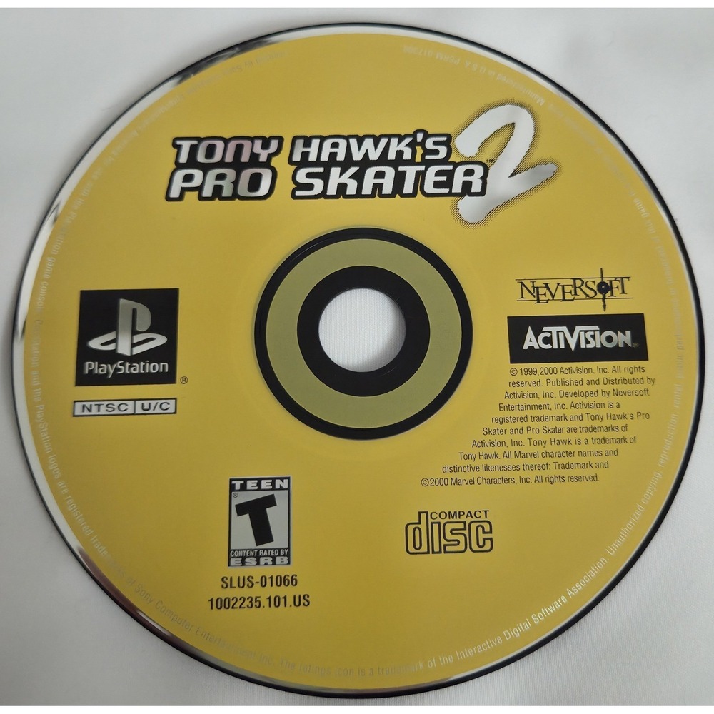 Tony Hawk's Pro Skater 2 (Sony PS1, 2000) Disc Only - TESTED Black Label